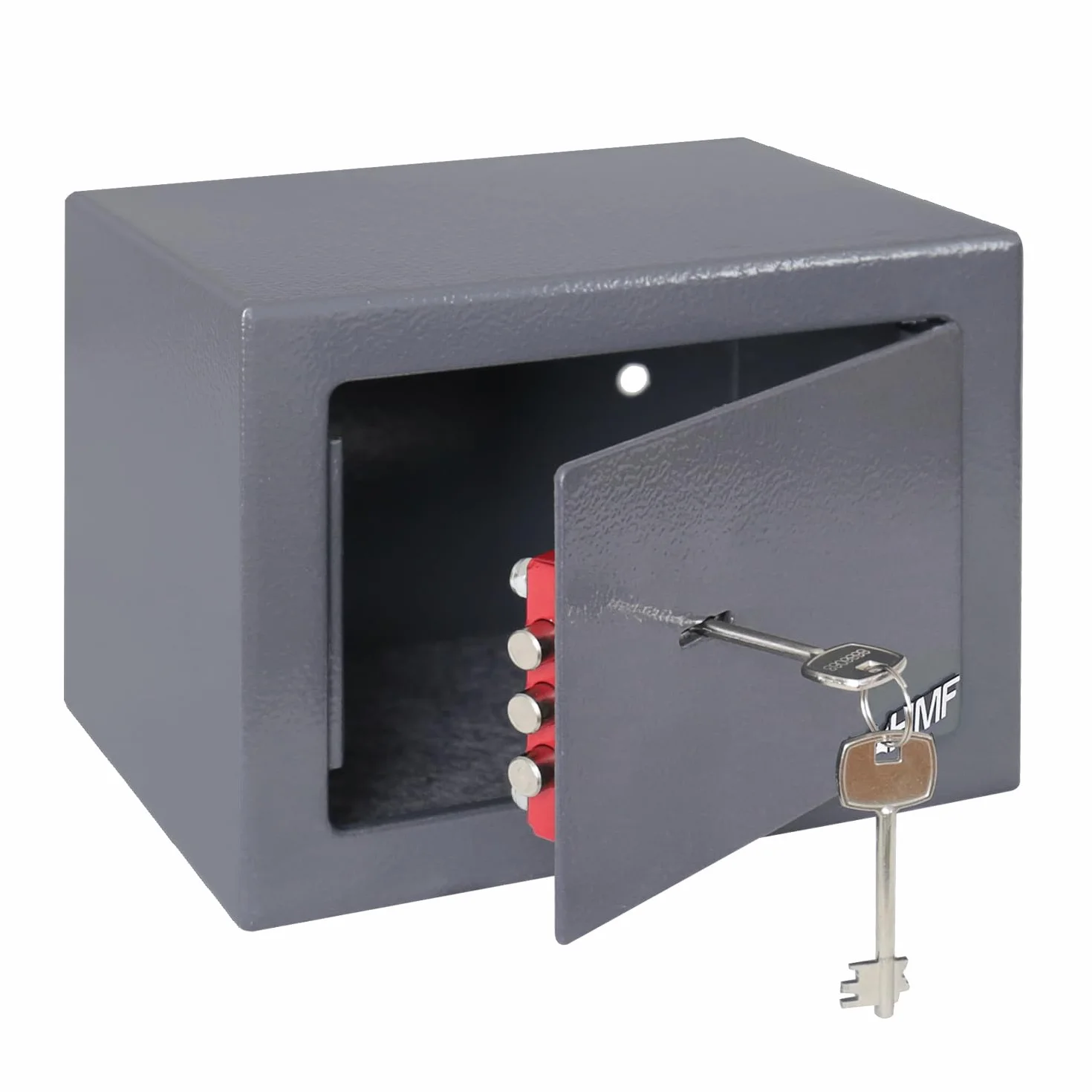 HMF Coffre fort a clef, petit coffre fort | 23 x 17 x 17 cm | Anthracite