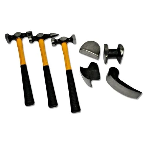 Fast World Shopping - Marteaux et tas pour carrossier - Set de 7 pièces - Carrosserie voiture, camping-car, moto - Avec malette