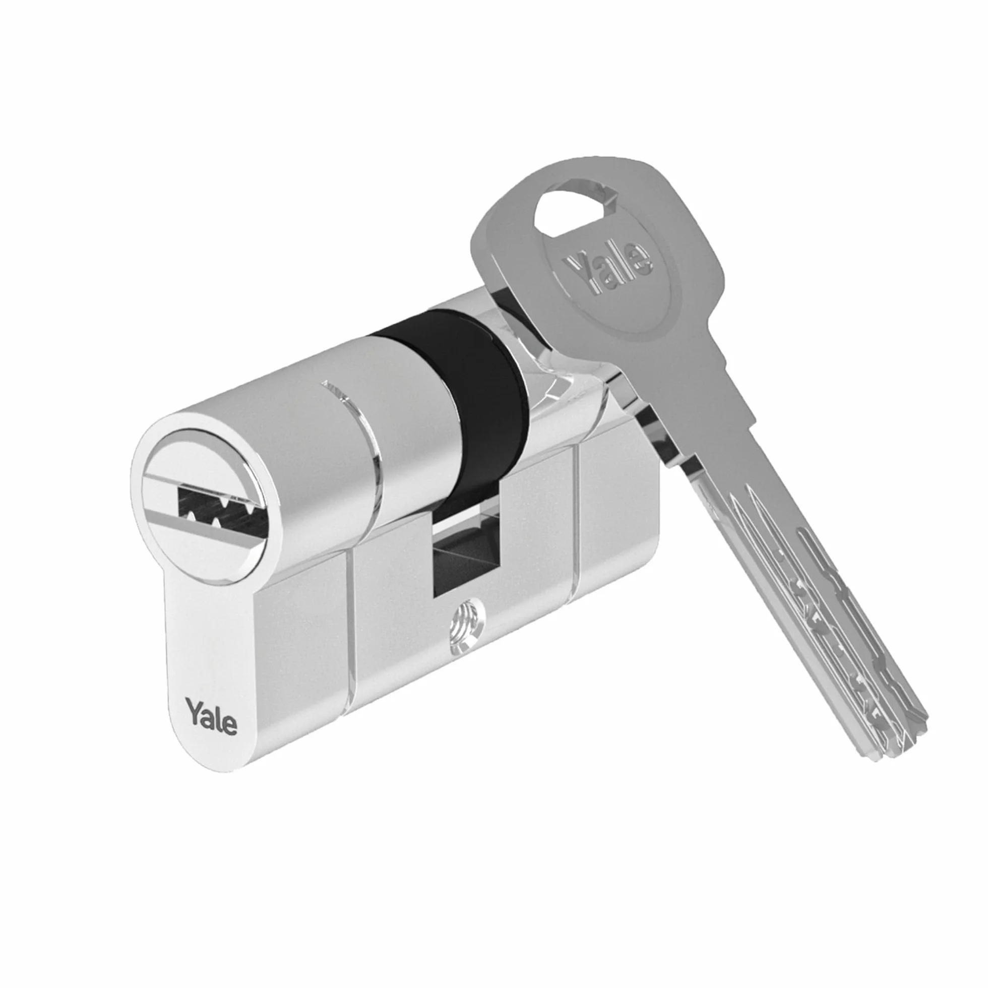 Yale Cylindre européen Série 2100 27/35 mm chrome poli double cylindre, 5 clés incluses, sécurité renforcée pour portes blindées et appartements