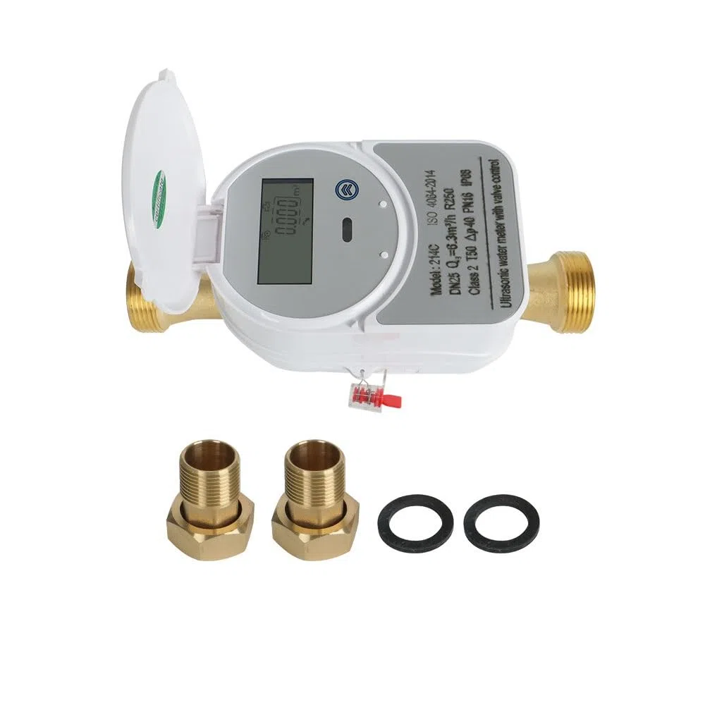 Tuya Zigbee Smart Vanne à ultrasons Contrôlée Jauge D'eau Contrôlée, Affichage de la Date LCD/Seuil Alarmes, Mesure de la quantité d'eau, Consommation d'énergie de Quantité d'eau IP68, besoin de Hub