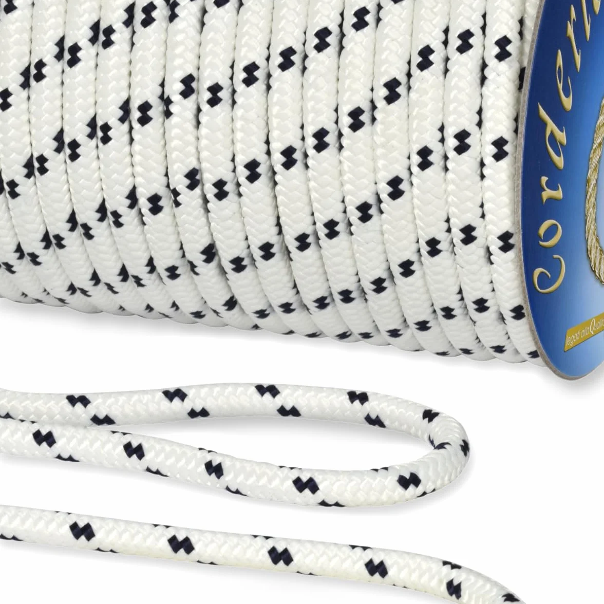 Corderie Italiane 6014249-00 Braid Nautica 08 Mm-050 M Blanc avec Étiquette en Plastique Bleu Couleur : Blanc Bleu avec Marqueur