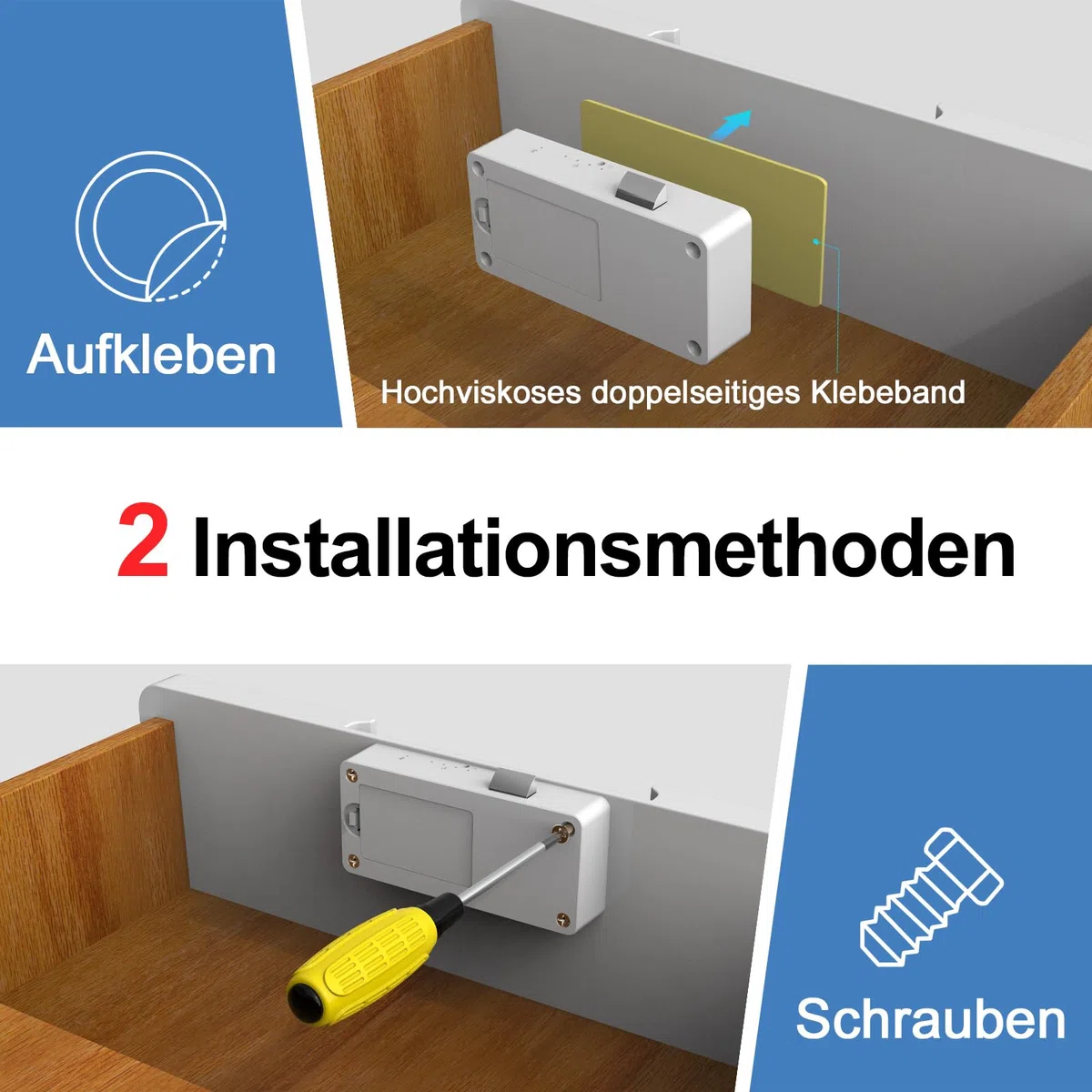 Serrure d'armoire RFID Serrure de tiroir électronique eLinkSmart No Keys: NFC Bluetooth App Hidden Childproof Cabinet Lock ​pour Camouflage Liquor Pantry