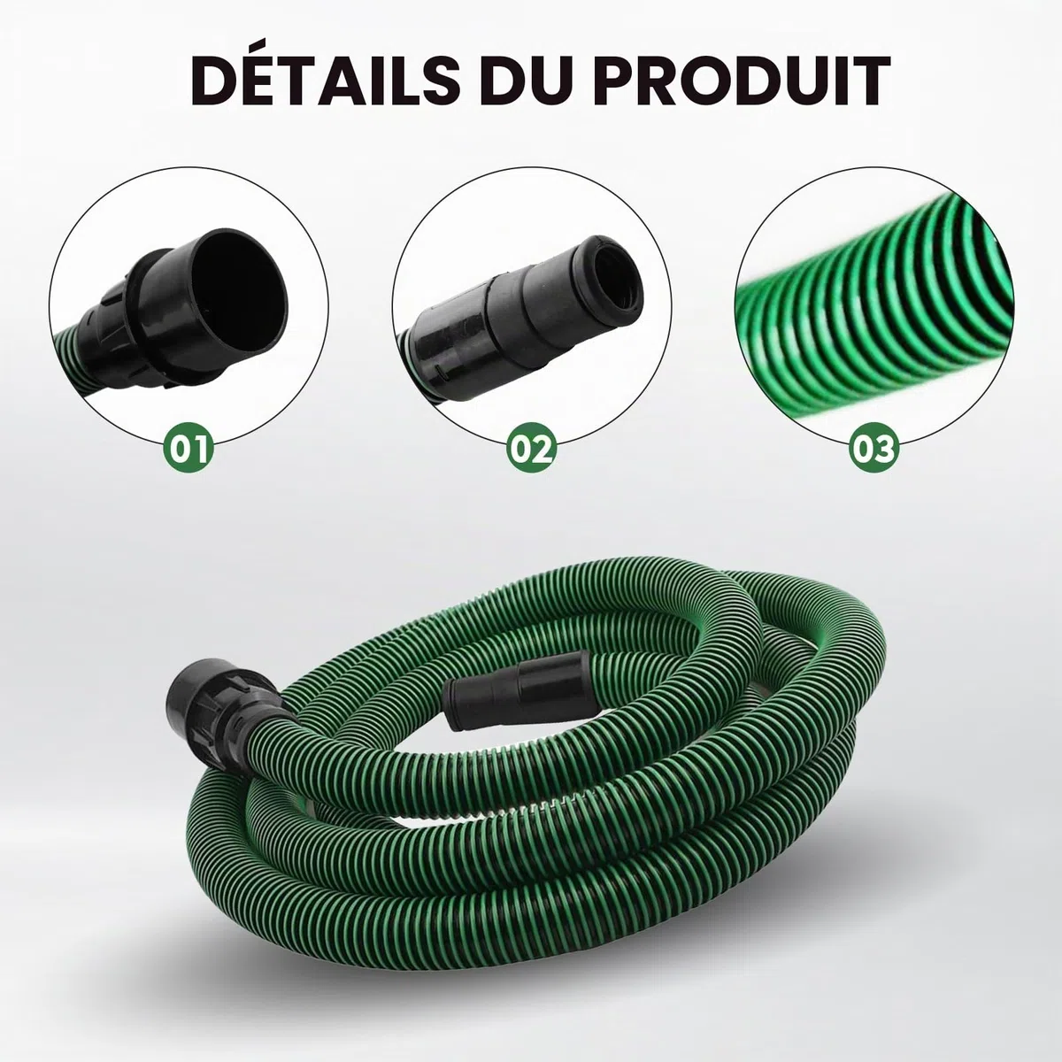 5 m Tuyau d’Aspiration de Poussière Compatible avec Festool CT 26/36/48, CT 15/25, CT Mini & CT Midi à partir de 2019, D27 (Ø35 mm) Tuyau d’Aspiration pour Ponceuses et Systèmes d’Aspiration