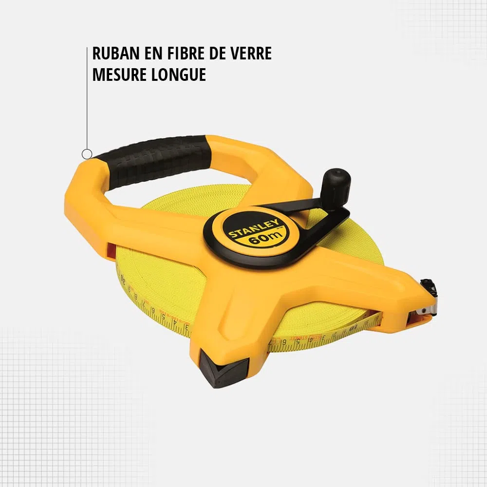 Stanley 2-34-795 Mesure 60 m x 12,7 mm Ruban en fibre de verre & 0-34-296 mètre Ruban 20 m x 12,7 mm en Fibre de Verre 40 Brins - Précision Classe III - Graduation Tous les 2mm