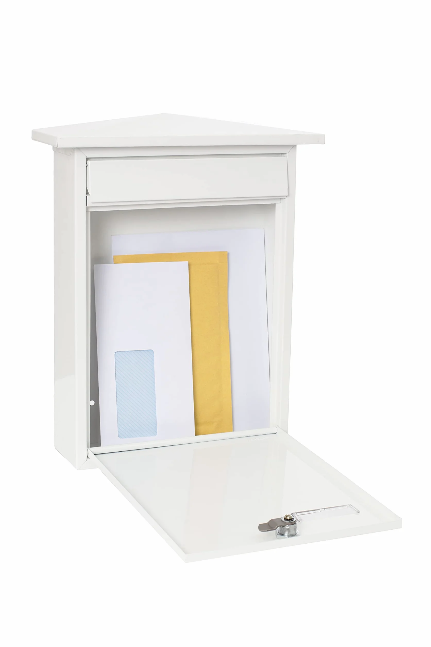 ARREGUI Home E5711 Boîte aux Lettres Individuelle en Acier, Taille M (Courrier Format A4, Magazine), Boîte aux Lettres Murale au Fond Étroit, Anti-Pluie, Facile à Installer, Blanc