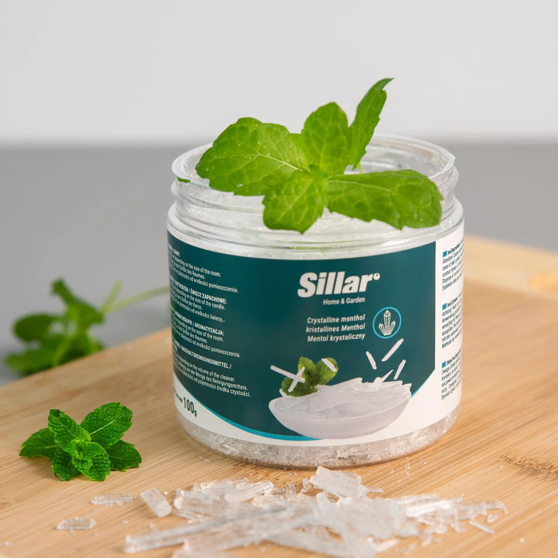 Sillar Accessoire pour Sauna, Cristaux de Menthol 2x100g, Cristaux de Menthol pour le Sauna à Inhaler | Cristaux de Menthol de Menthe Pure | Set Cadeau pour Sauna, Infusion de Menthol