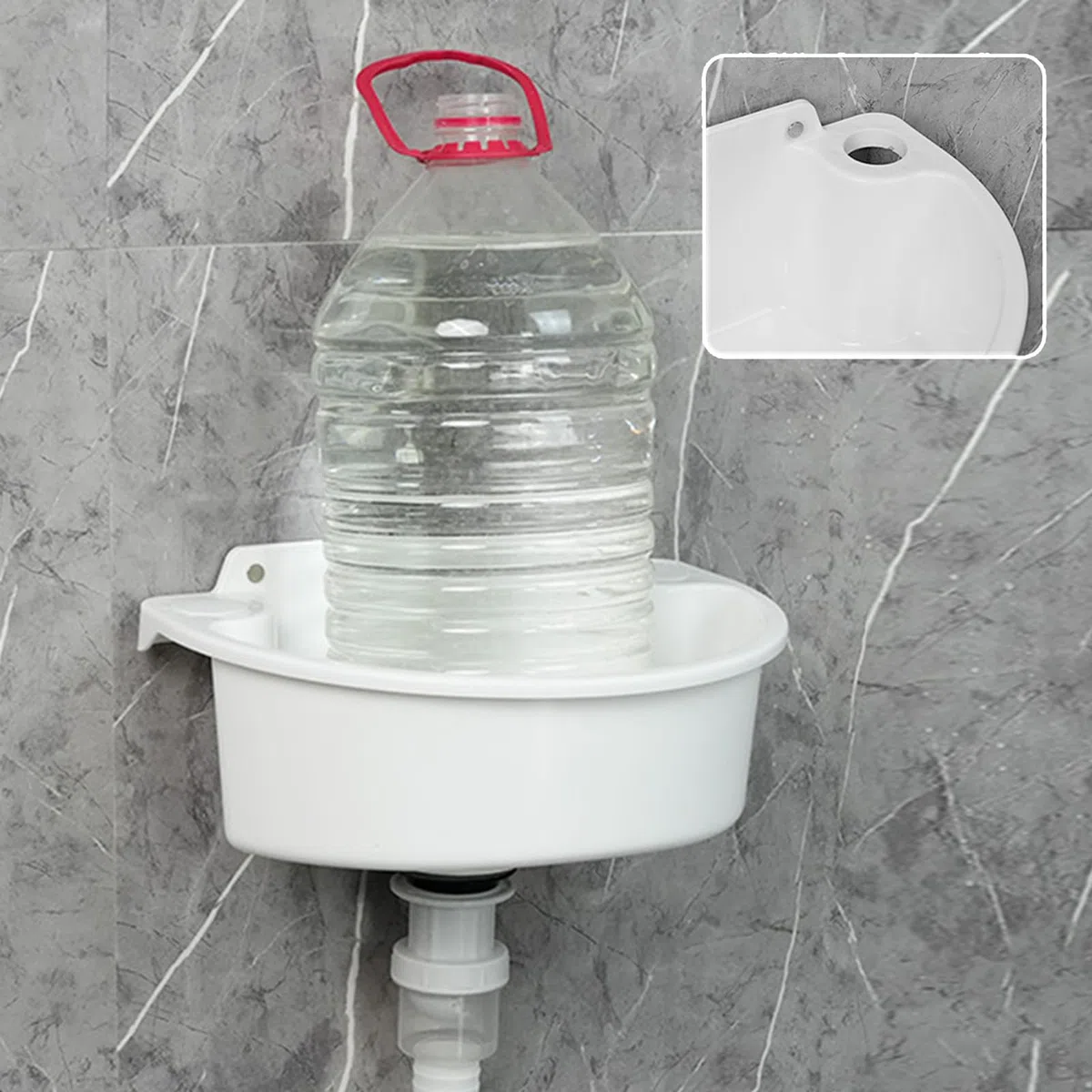 Lavabo Salle de Bain,plastiques Lavabo Suspendu,Lave Main,Blanc,aucun perçage n'est nécessaire,29.5x21x10.5cm(WxDxH),Idéal pour Maison Restaurant et Hôtel (C)