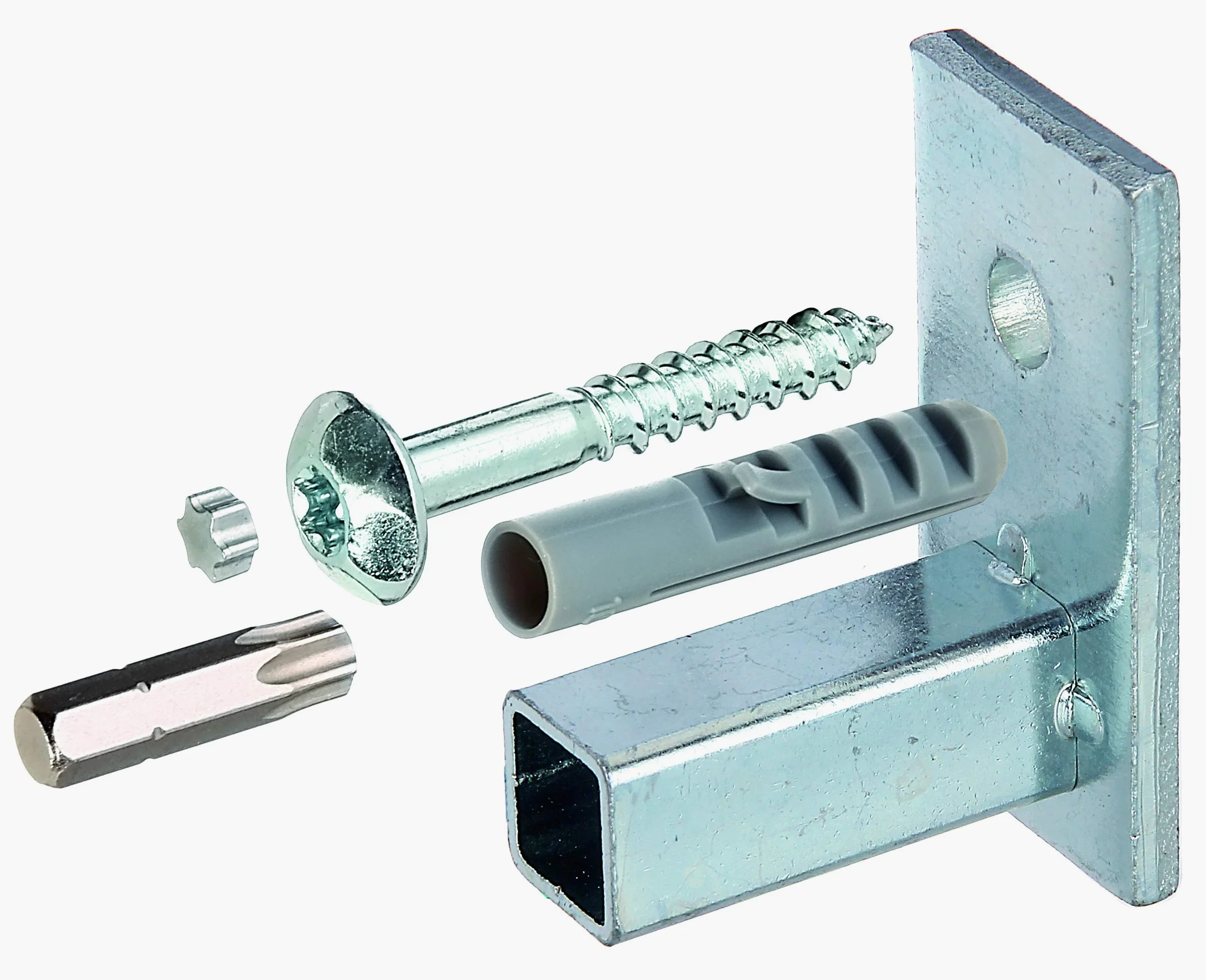 Alberts 554361 Kit de fixation pour grille de fenêtre dans l'embrasure de fenêtre | Accessoires de montage pour grille de fenêtre | galvanisé, en bleu | kit de 4
