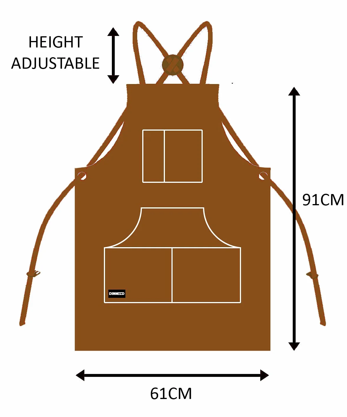 Tablier de Soudeur et Forgeron en Cuir Ignifugé avec 6 Poches | Vachette 1,4 mm, coutures résistantes à la chaleur, pour soudure, forge, atelier et barbecue, taille unique