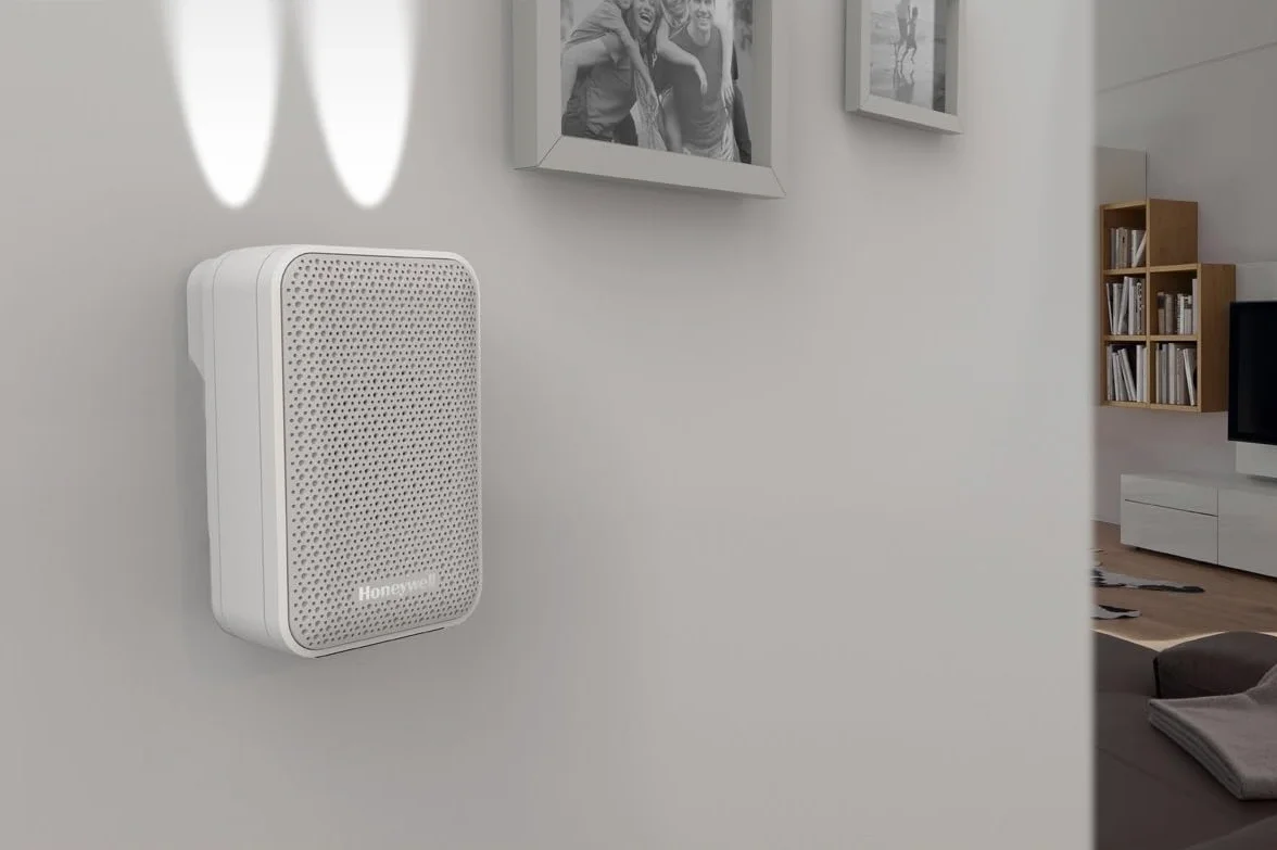 Carillon à LED, sans fil, portatif Honeywell Home DC313S série 3 avec bouton-poussoir (blanc)