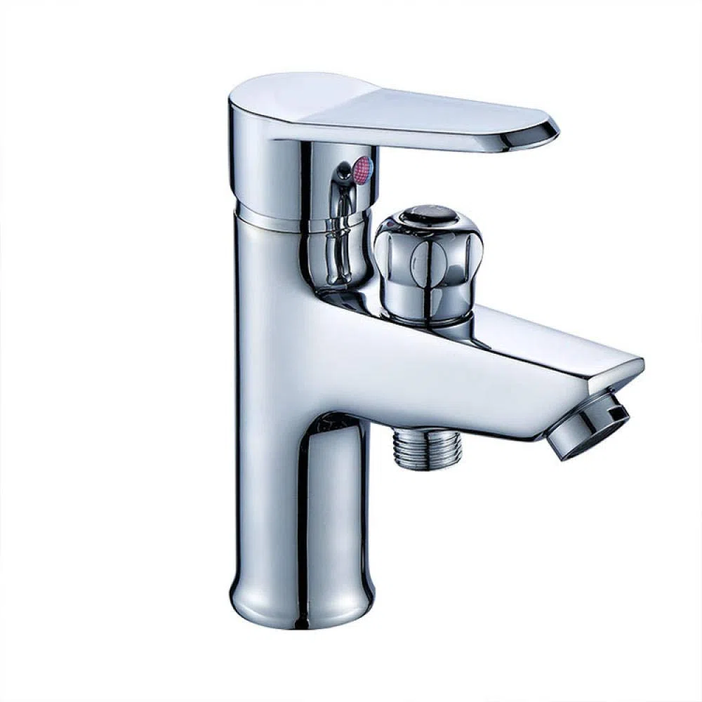 Robinet De Salle De Bain Cascade Salle Bains Matériaux Construction Quincaillerie Robinet Lavabo Monotrou Cuivre Bouton À Double Usage Douche Externe Lavabo Chaud Et Froid Placage