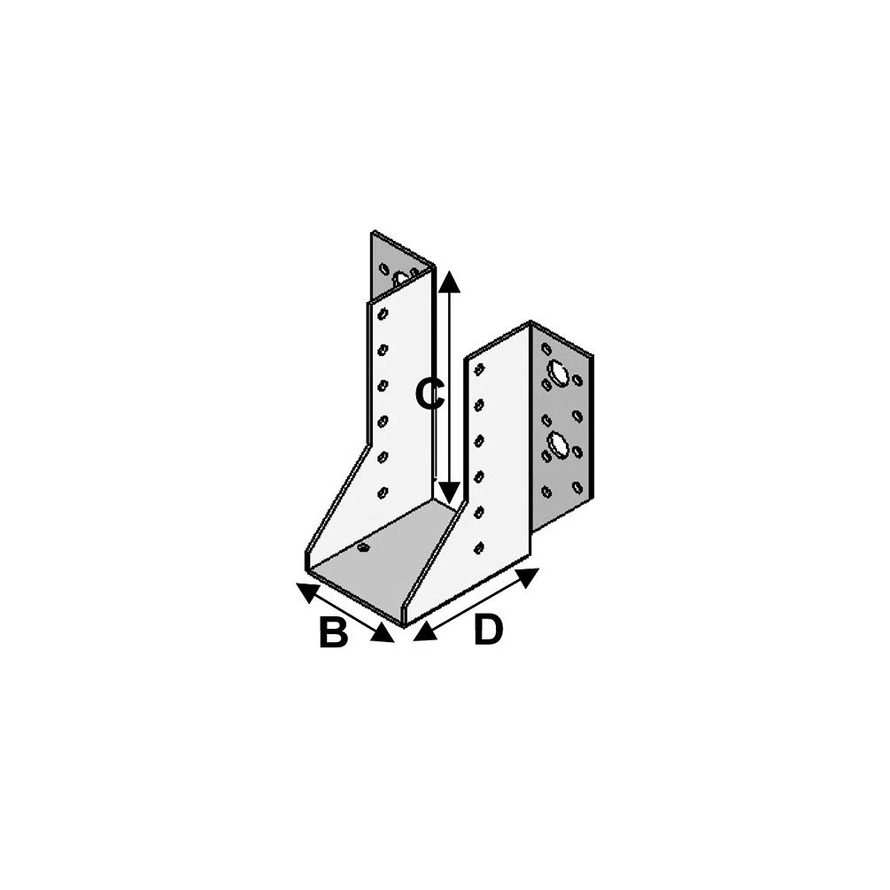 Sabot de charpente à ailes extérieures (P x l x H x ép) 80 x 40 x 110 x 2,0 mm - Fixtout