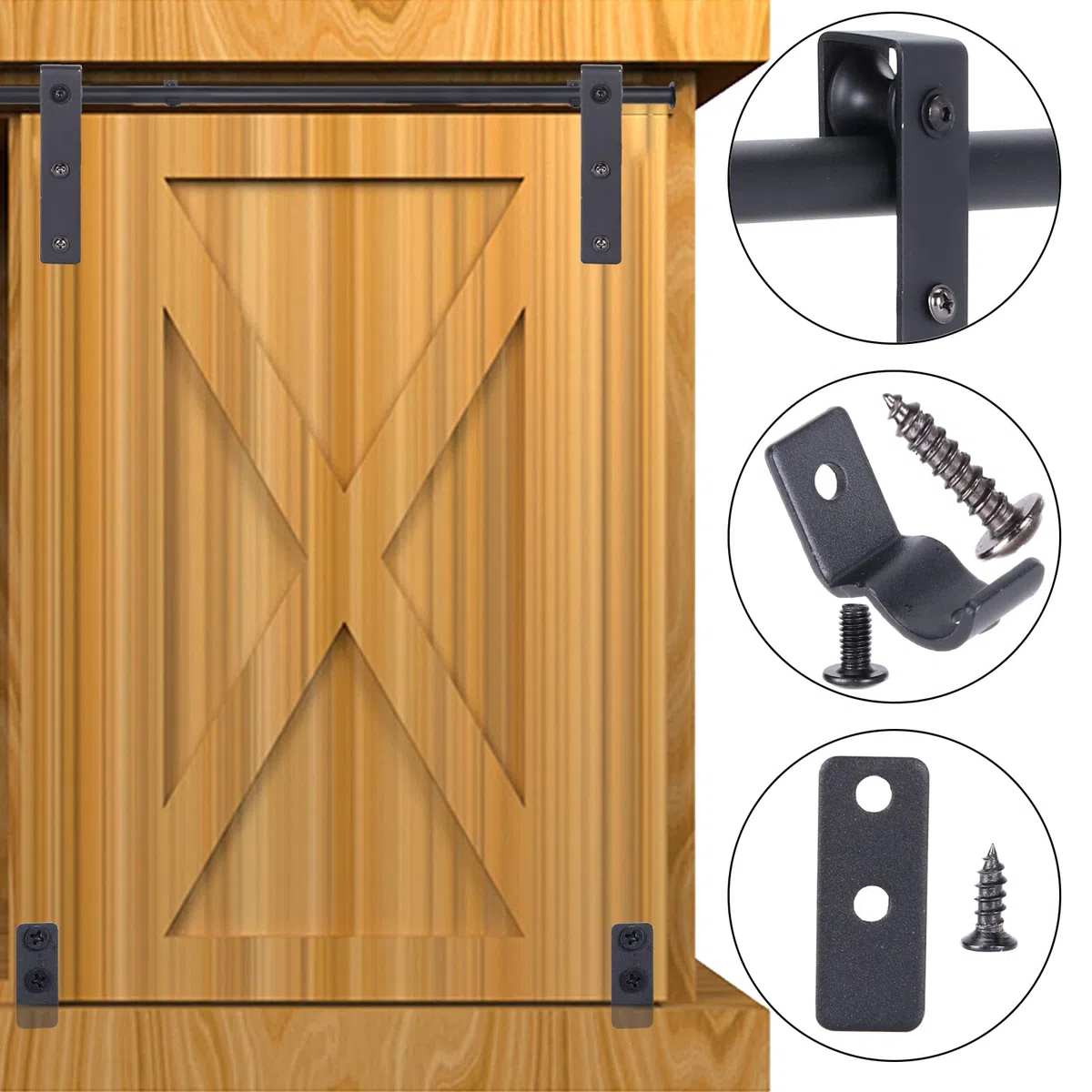 120CM/4FT Quincaillerie Kit de Rail pour Porte Coulissante,Mini Rail de Porte de Grange Coulissante,Ensemble Hardware kit pour Porte Suspendue,Armoire de Rangement,Meubles TV,Placards
