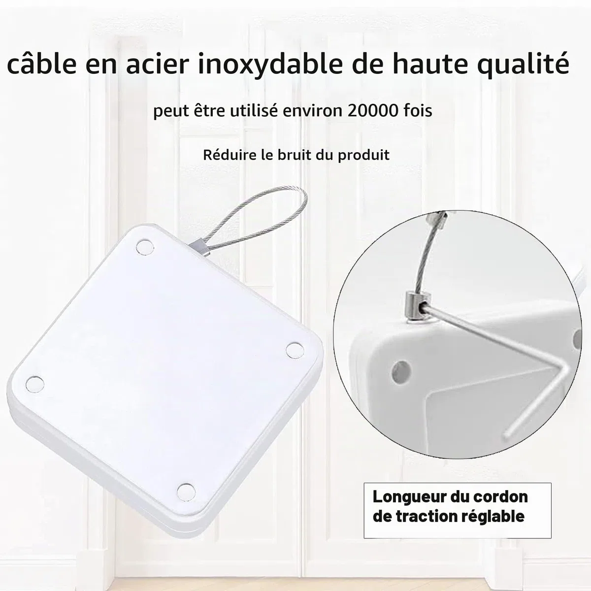 2 Pièces Ferme-Porte à Capteur Automatique, Porte à Capteur Automatique Sans Poinçon Automatic Door Closer, Ferme-Porte Automatique Avec Capteurs Avec Cordon de Serrage(Force Traction: 800g)