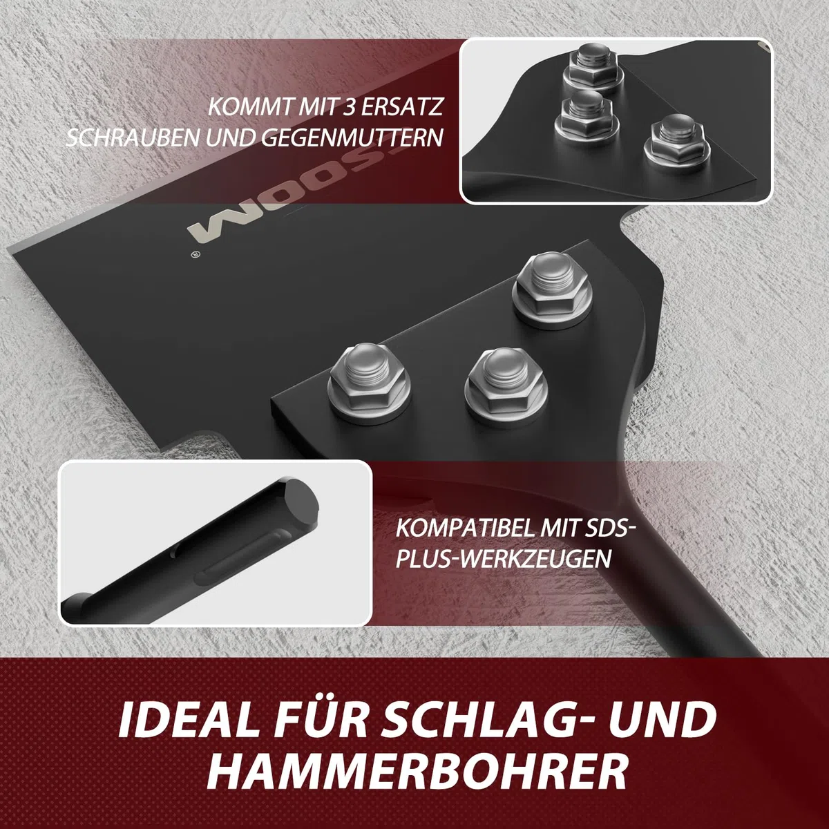 CSOOM SDS plus Burin à Spatule 250 x 100mm avec lame de rechange 125mm, vis et une paire de gants antidérapants gratuits - Grattoir pour sol pour enlever la colle à plancher