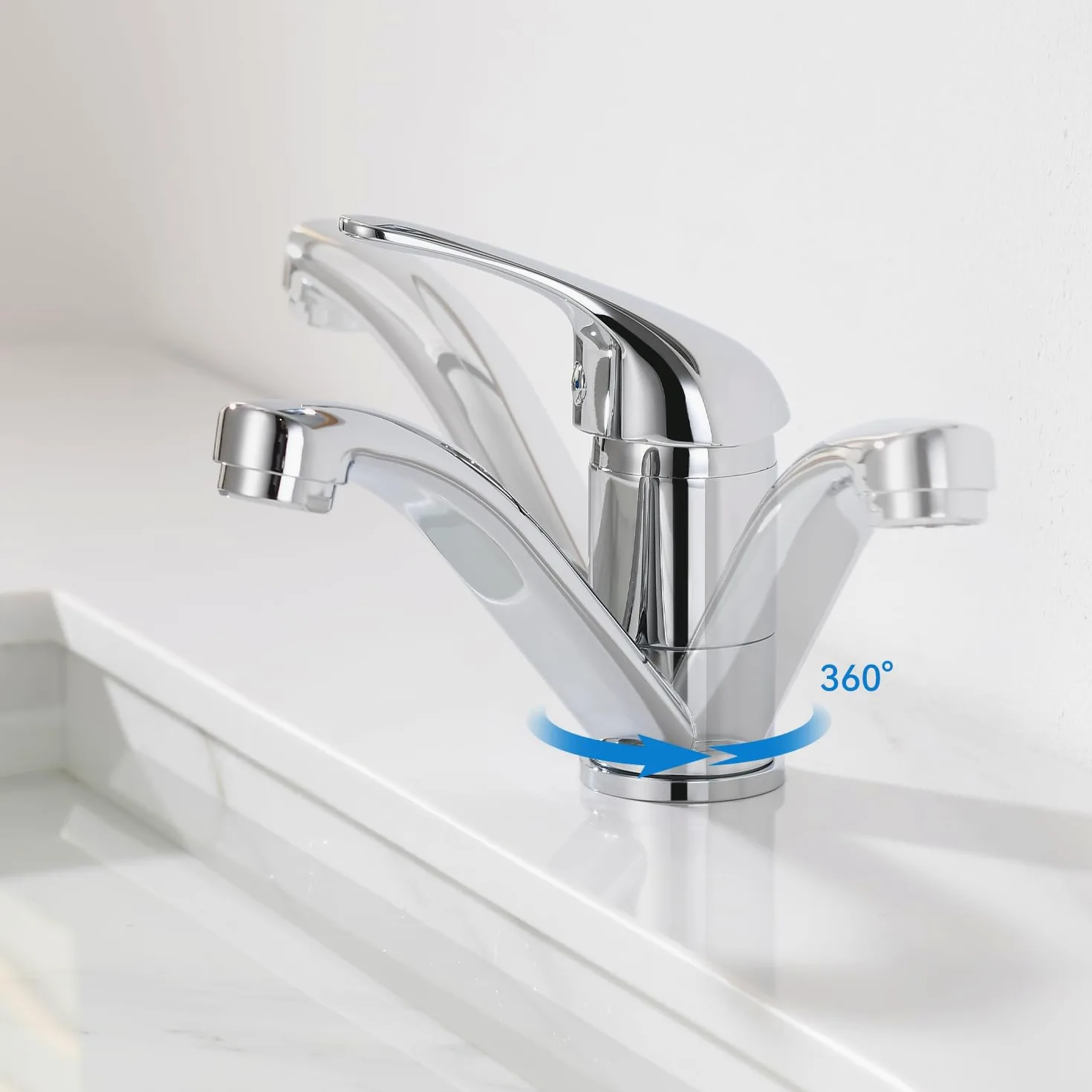 Robinet Salle de Bain Mitigeur Lavabo Chromé, Petit Robinet Lave Main Acier Inox, Aérateur Amovible, Chaud et Froid Réglable, Hauteur de Bec de 87 mm
