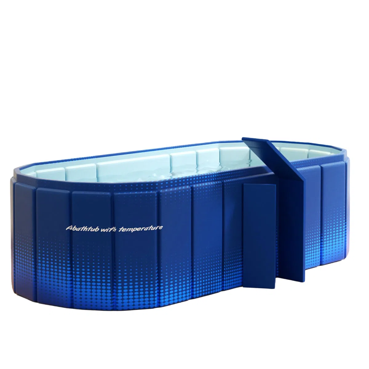 Baignoire portable de 150 cm avec étagère, pliable pour 2 personnes, sans gonflage, baignoire de trempage, bain glacé et spa chaud 2 en 1 pour douche, jardin et camping (bleu)