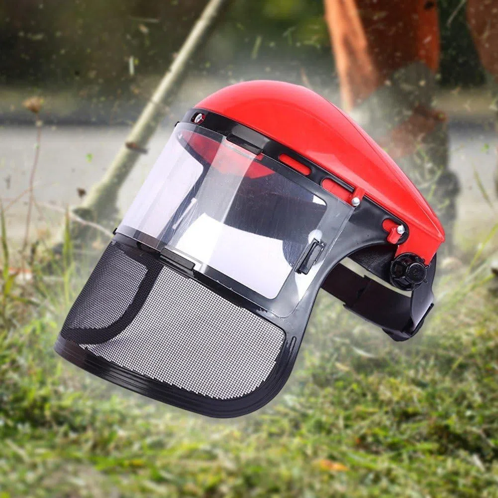 Casque De Sécurité En Maille, Casque De Sécurité Intégral Avec Visière En Maille Pour Tronçonneuse Industrielle, Jardinage, Débroussailleuse, Protection De Bouclier Forestier, Casque De Tondeuse En
