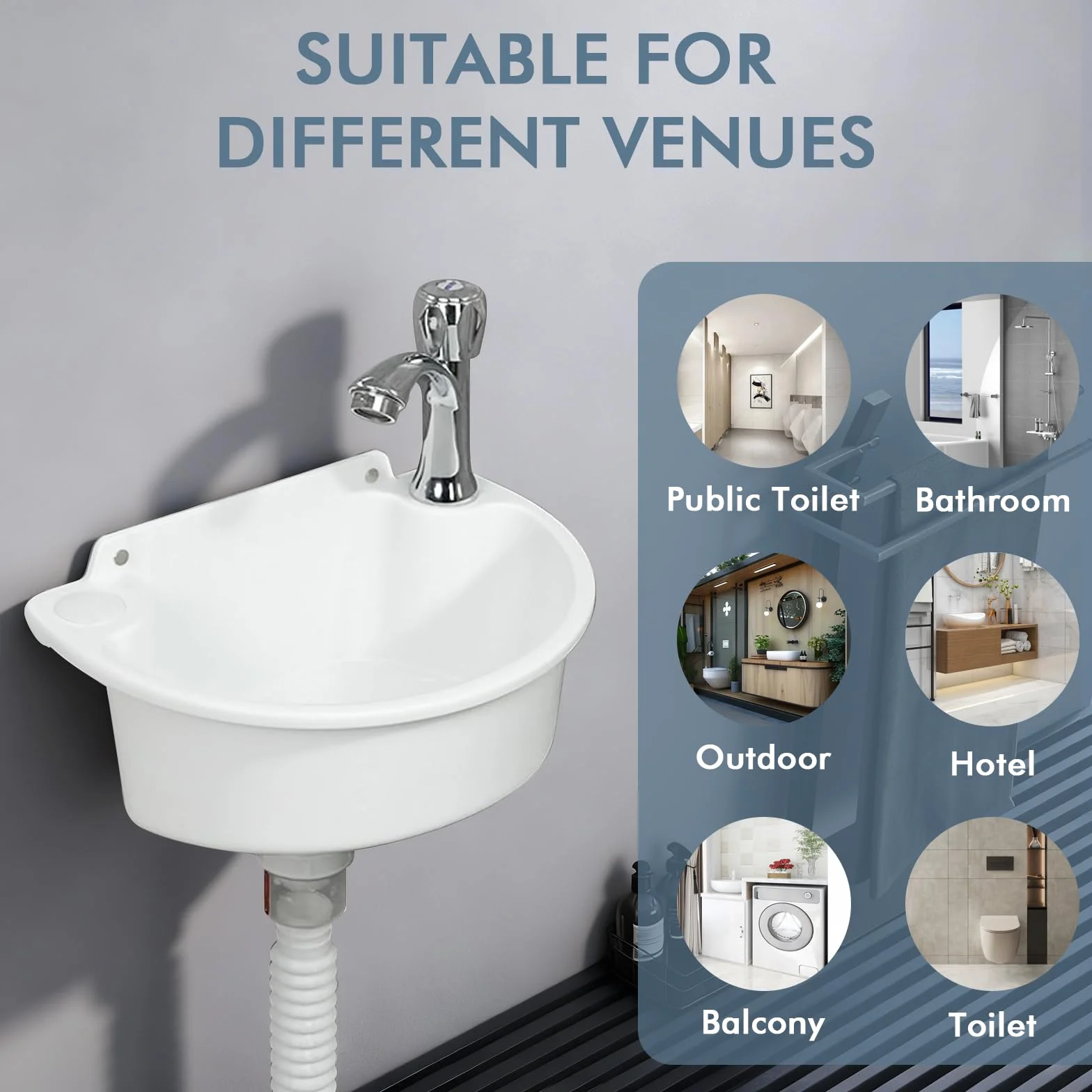 Lavabo en plastique, lavabo de camping, bassin de vidange, lavabo à main en plastique simple avec tuyau et bouchon de vidange pour jardin, garage, cave, camping-car, cave, chantier de construction