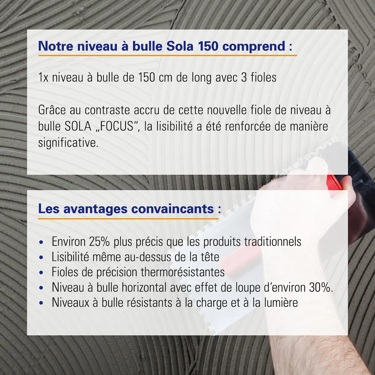 Karl Dahm Sola Niveau à Bulle 150 cm - Outil de Mesure Professionnel en Aluminium Robuste avec Niveau Amélioré