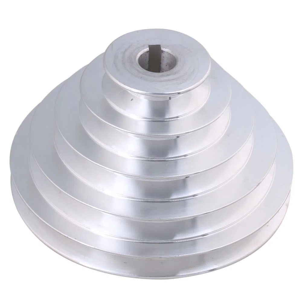 Poulie en aluminium 5 niveaux - 19 mm de diamètre intérieur, 54 à 150 mm de diamètre extérieur, 12,7 mm de largeur - pour courroie de distribution trapézoïdale type A