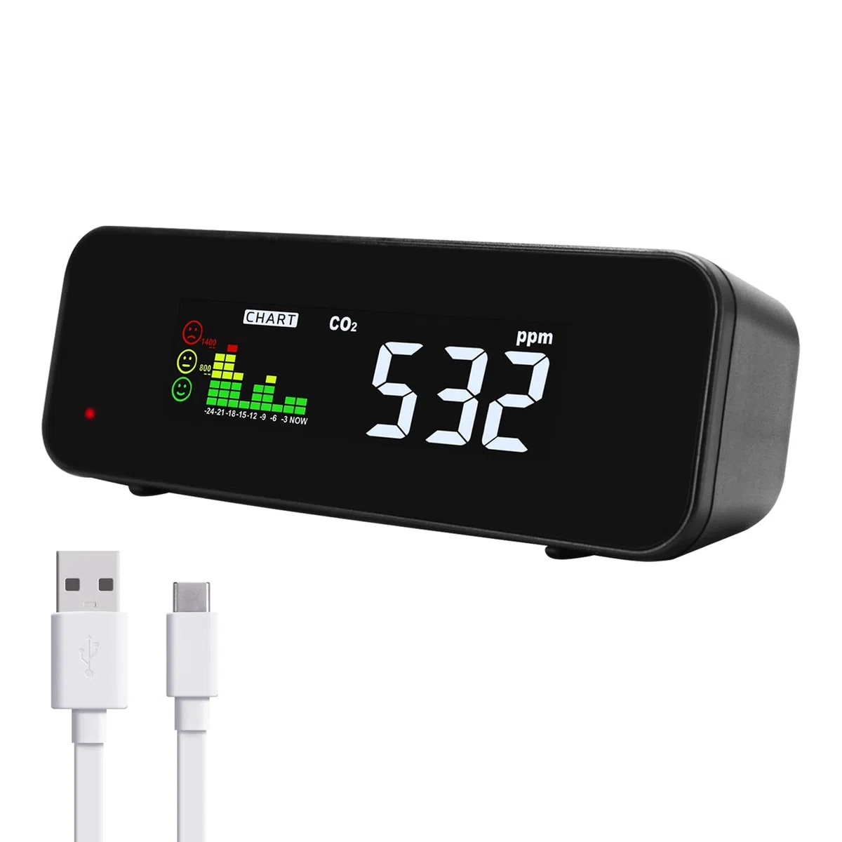 Moniteur de qualité de l'air NDIR CO2/température avancé à double faisceau avec écran LED 3 couleurs – Capteur précis pour une évaluation complète de la qualité de l'air