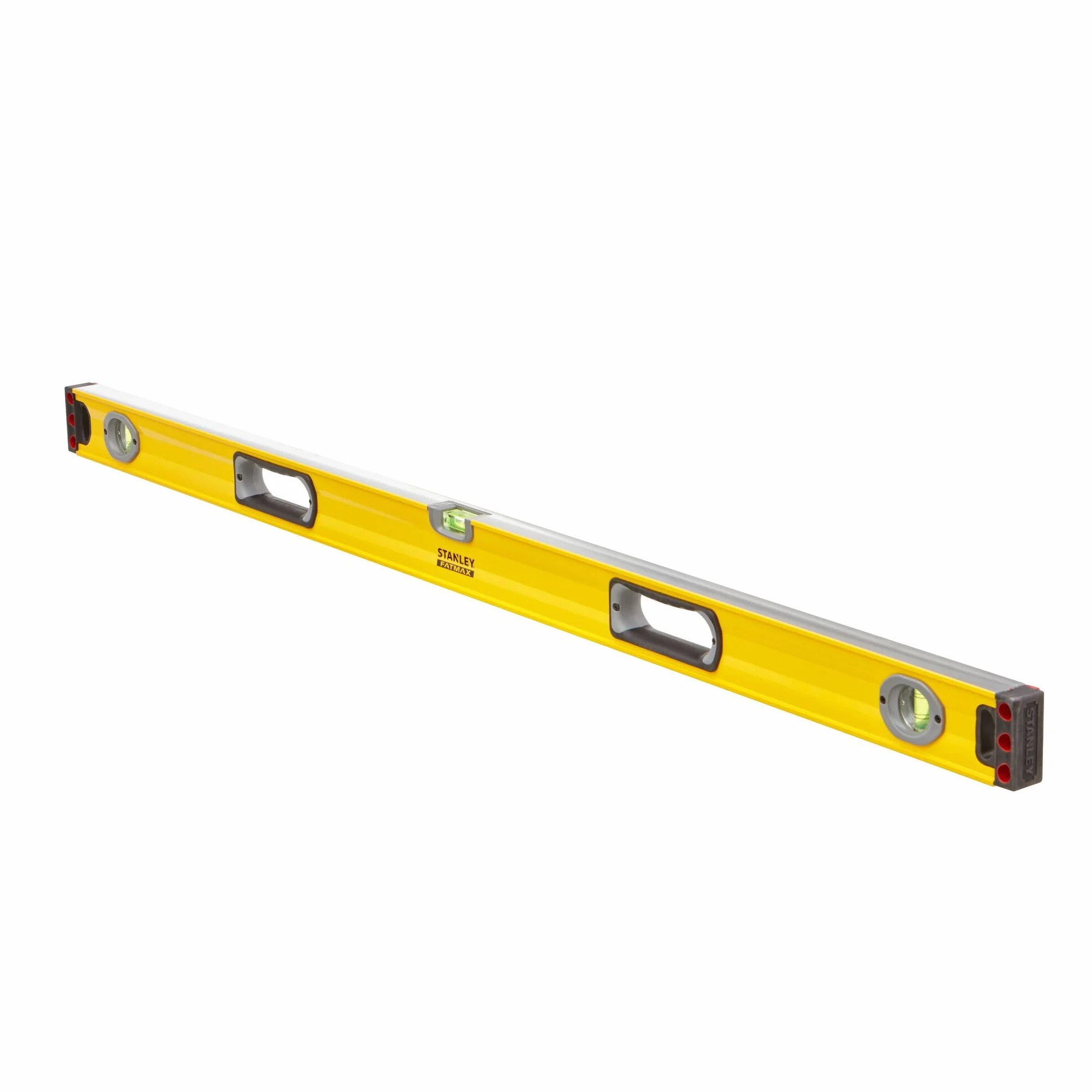 STANLEY 1-43-548 Niveau À Bulle 120 cm Gamme FATMAX - Structure en Aluminium Renforcé- 3 Fioles Haute Visibilité - 2 Semelles Usinées -2 Poignées Bi matière - Embouts de Protection