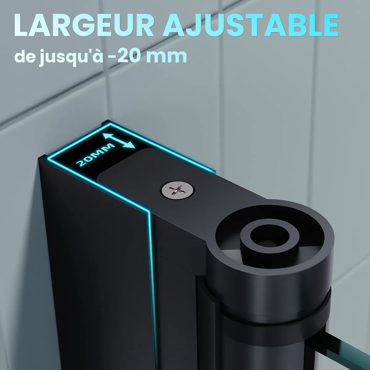 SIRHONA Porte de douche Noir Coulissante 80x195cm Porte de douche Pivotante en Verre Transparent 6mm Securit