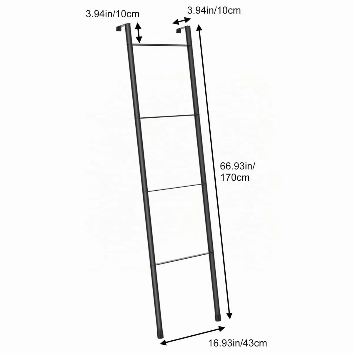 pickpiff Échelle de couverture en métal noir – Porte-serviettes mural sur pied pour salle de bain, salon, cuisine, support pour serviettes, couvertures, jetés, quits (4 niveaux, noir)