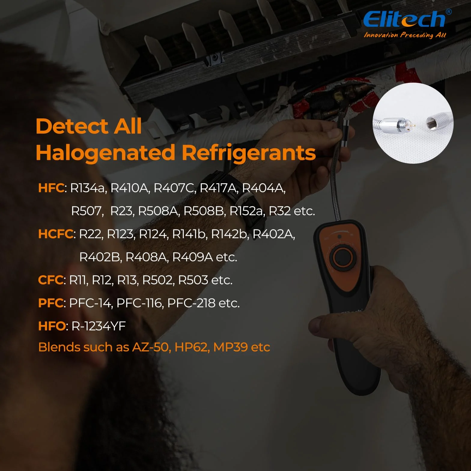 Elitech Détecteur de Fuite de Gaz Réfrigérant HVAC avec Lamp UV CLD-100 & Balance de Réfrigérant Electronique 50 kg pour Remplissage Climatisation CVC LMC-100F+
