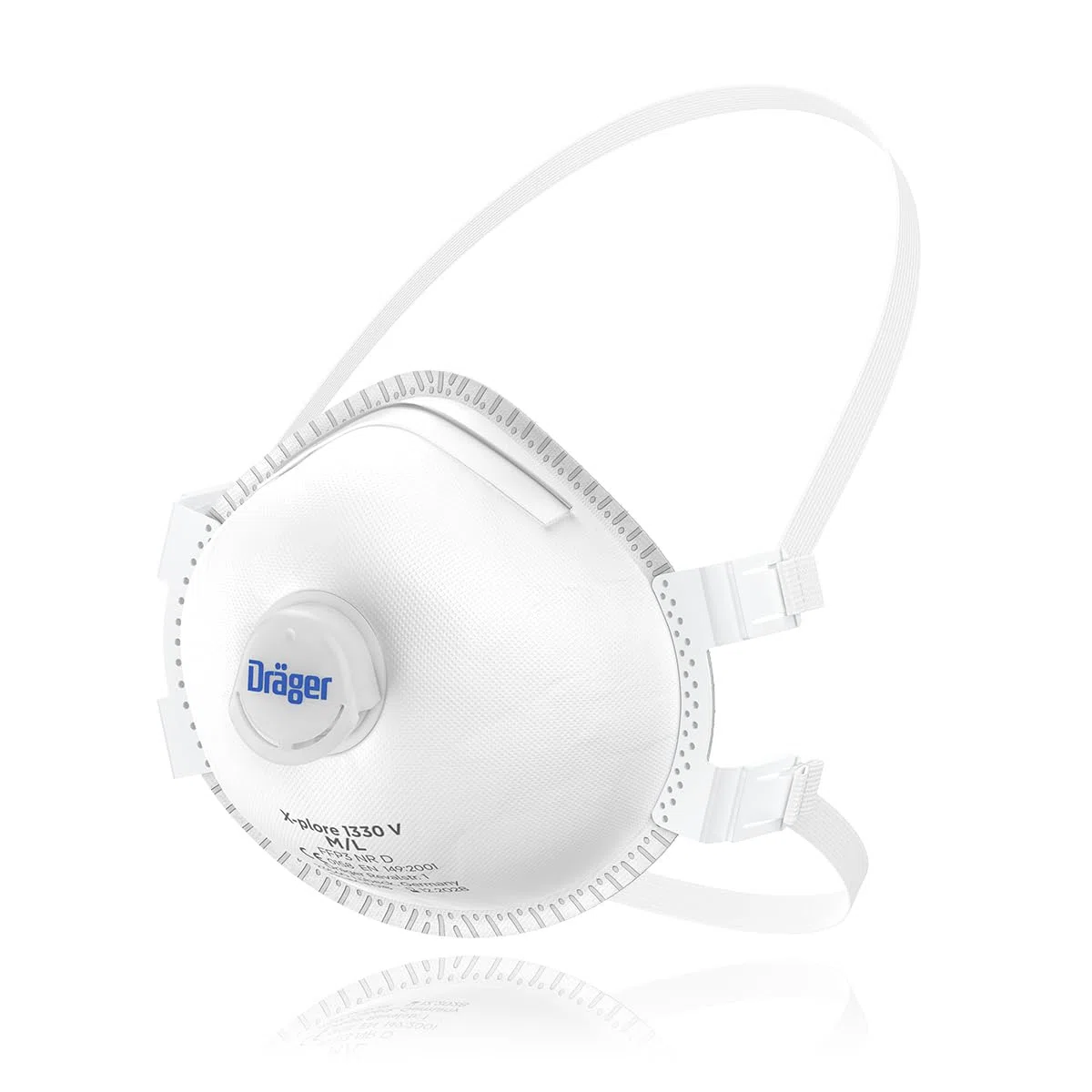 Dräger X-plore 1330 V FFP3 Masques respiratoires jetables anti-poussière avec valve pour particules toxiques/fumées/agents pathogènes/aérosols