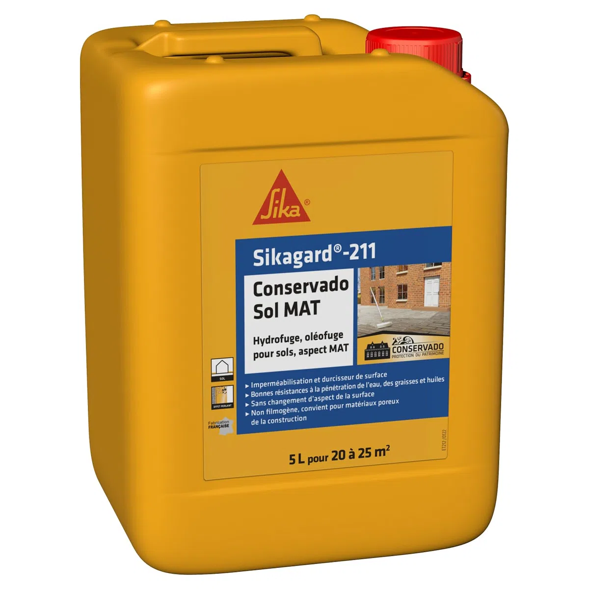 SIKA - Protection Hydrofuge, oléofuge pour sols et durcisseur de surface - Sikagard 211 Conservado Sol Mat - Multisupport - Extérieur - Effet perlant - Prêt à l'emploi -Pour 20 à 25m2-5L