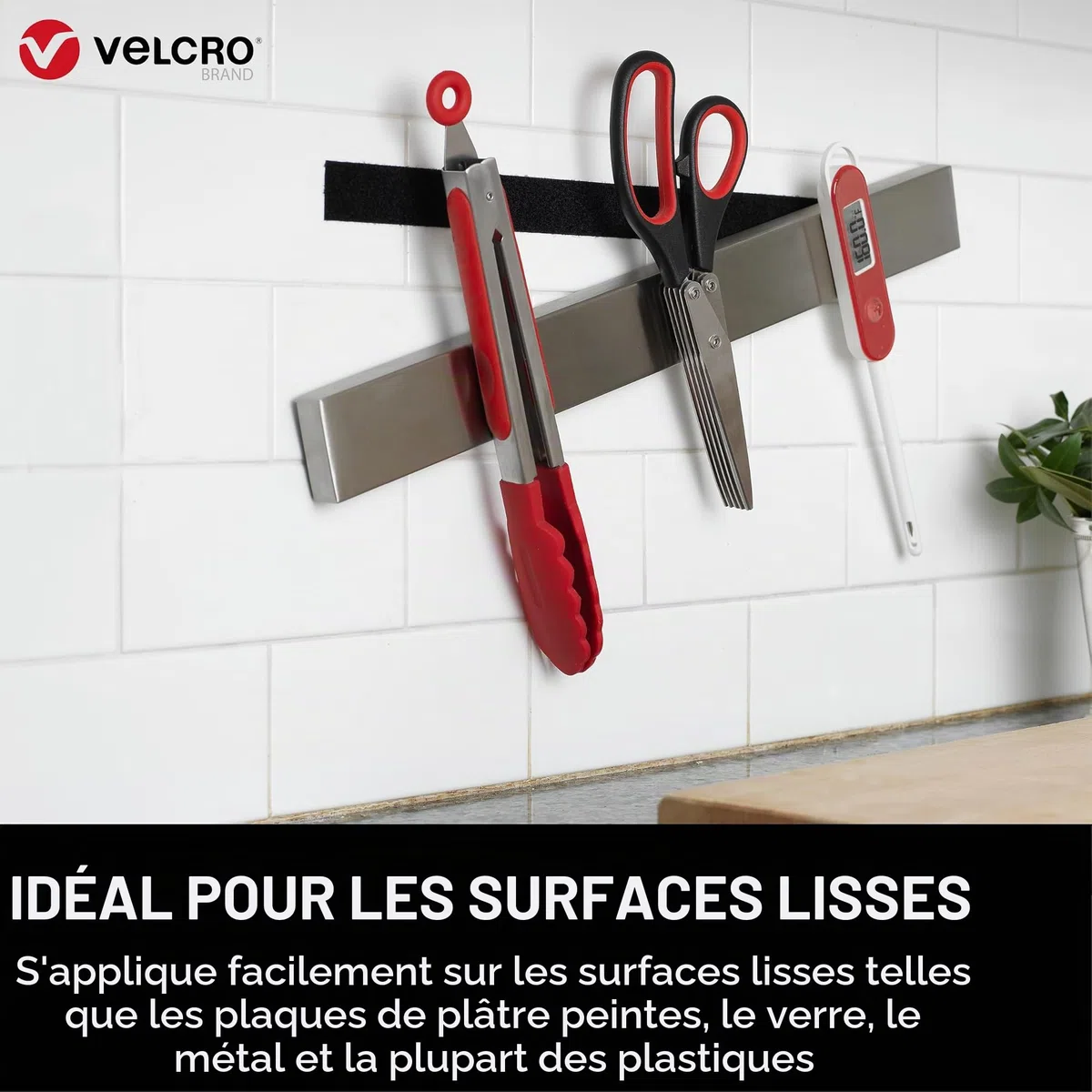 VELCRO Brand Ruban auto-agrippant extra-fin et discret, Noir 50mm x 5m | Ruban VELCRO adhésif extra-fin, haute résistance et découpable, pour des fixations affleurantes