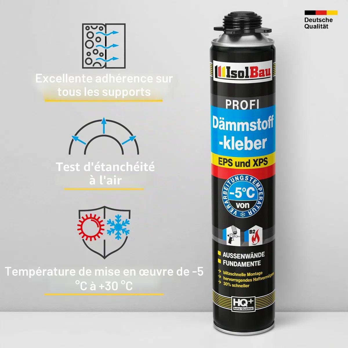 Isolbau Colle isolante B2 - 3 x 750 ml de colle périmétrique pour panneaux EPS et XPS - Mousse adhésive en polyuréthane 1K pour fixer et isoler
