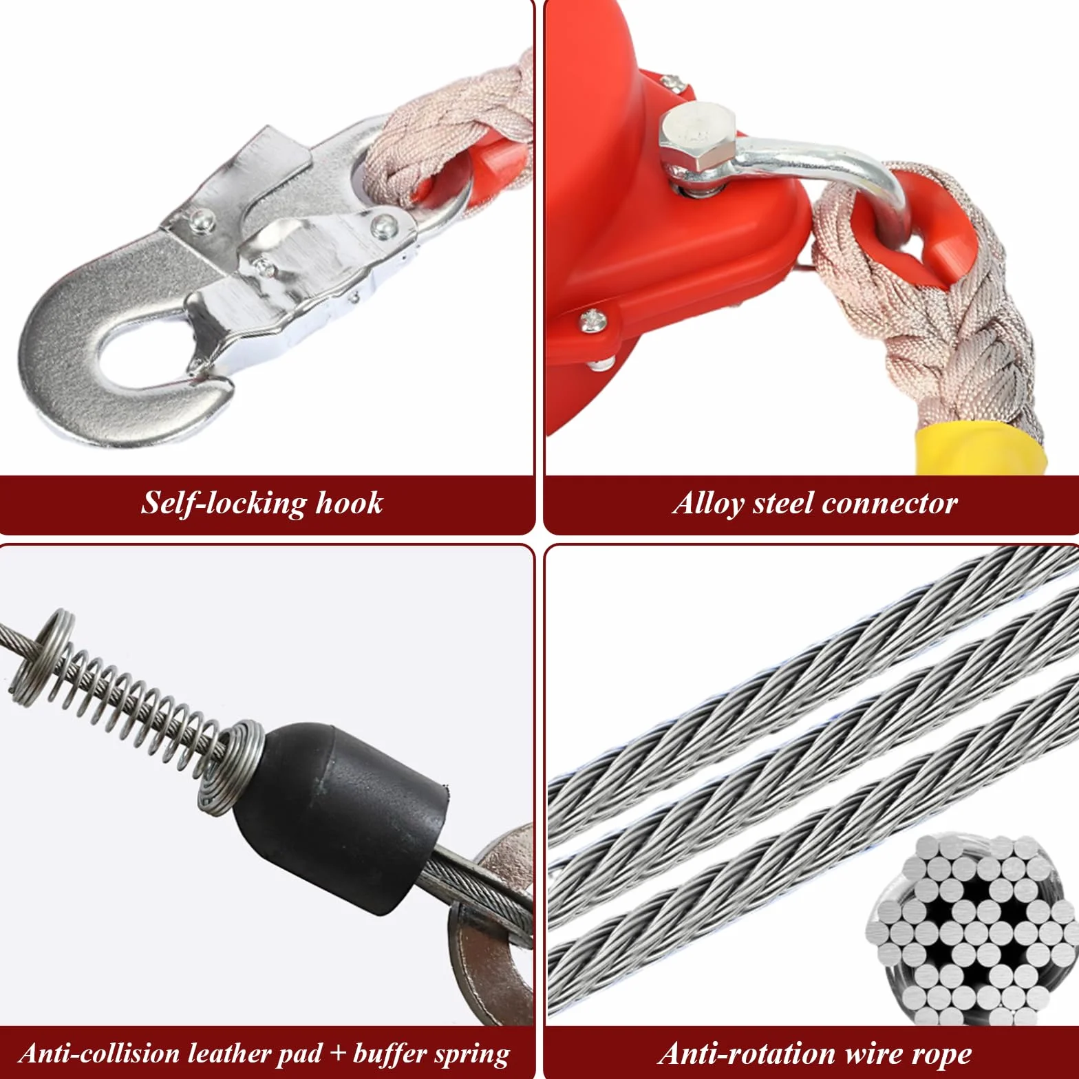 Dispositif Antichute a Rappel Automatique, 200 KG Harnais de Securite Antichute Automatique 10 Mètres, Protection Antichute Rétractable Travaux en Hauteur/Toiture(Rouge - 1 Pièce,10m)