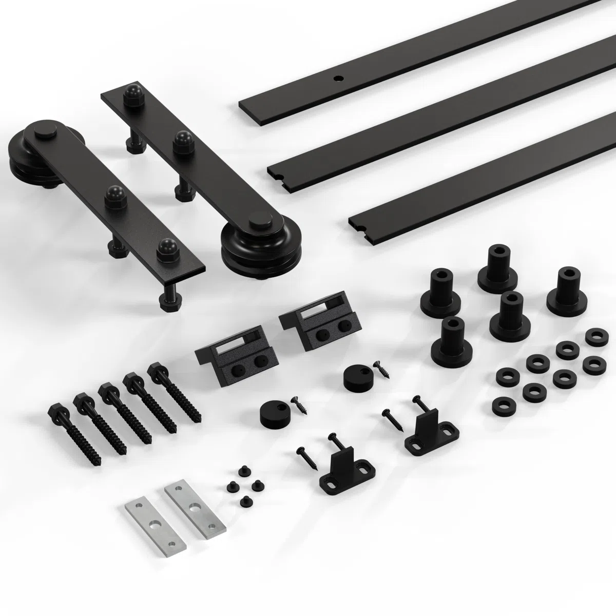 WINSOON Kit de porte coulissante de grange : 200 cm - Kit de porte coulissante robuste | Rail de porte coulissante Syetem facile à installer pour armoire/placard/cuisine (rail uniquement)