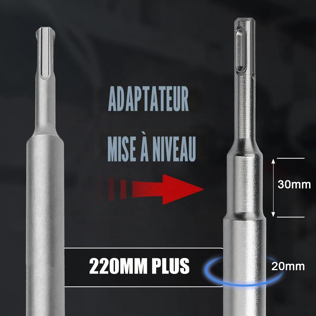 Kit couronne de forage de 125 mm avec adaptateur SDS plus de 220 mm et foret de centrage de 8 x 110 mm, couronne de forage pour maçonnerie et béton