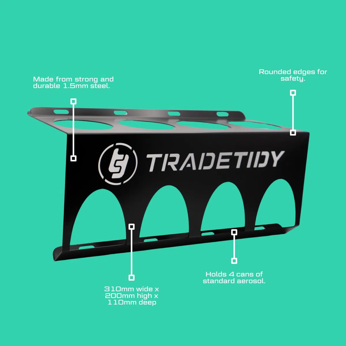 Tradetidy Support de bombe aérosol - Idéal pour camionnettes, garages, ateliers - Fabriqué en acier (noir)