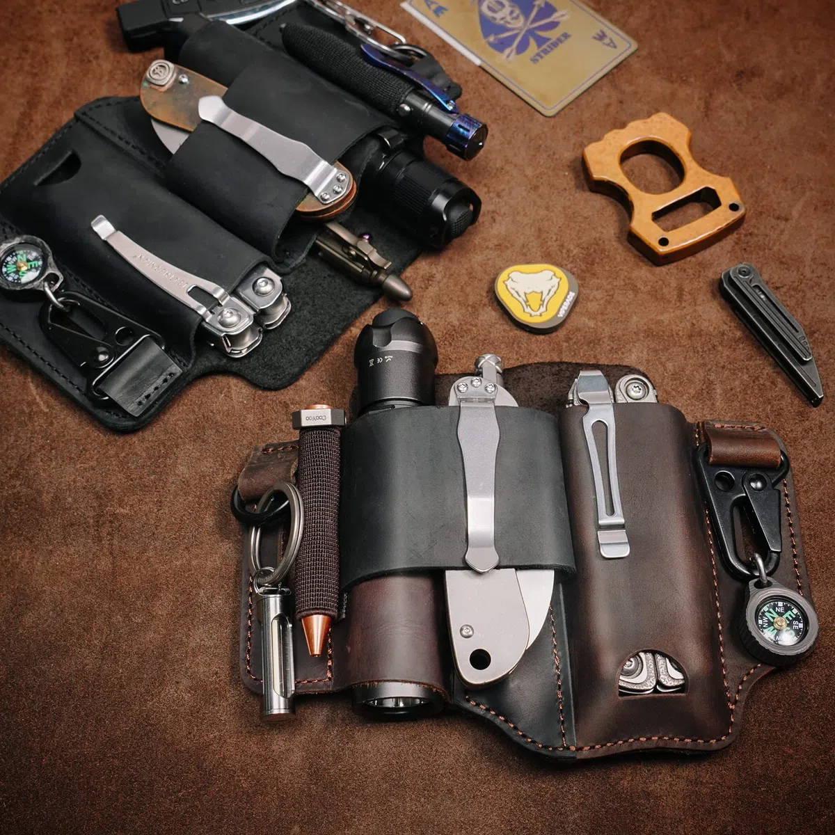 VIPERADE PJ36 - Étui Multi-Outils, étui en Cuir, Organiseur de Poche EDC pour Homme, étui Leatherman, Porte-Lampe de Poche et Porte-Stylo, Organiseur de Ceinture EDC avec Porte-clés