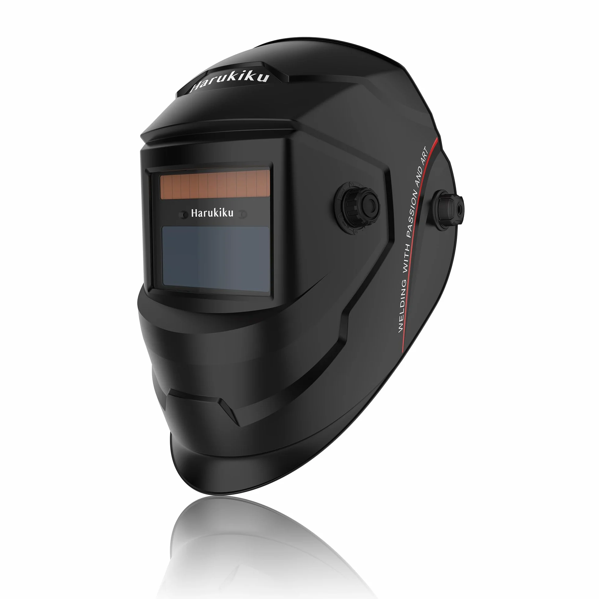 Casque de Soudure Automatique Harukiku Masque de Soudure à Obscurcissement Automatique DIN4-9/13 Classe 1/1/1/1 Vision Réelle des Couleurs Double Alimentation Solaire et Batterie