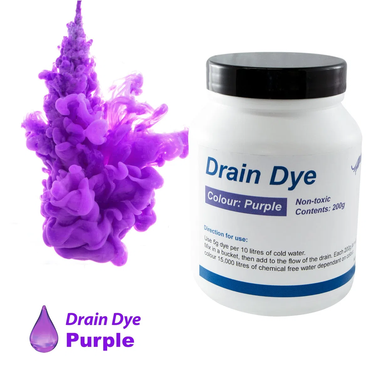 Colorant traceur pour détection de fuite 200 gr - Colorant fuite piscine - détecteur de fuite liquide (Violet)