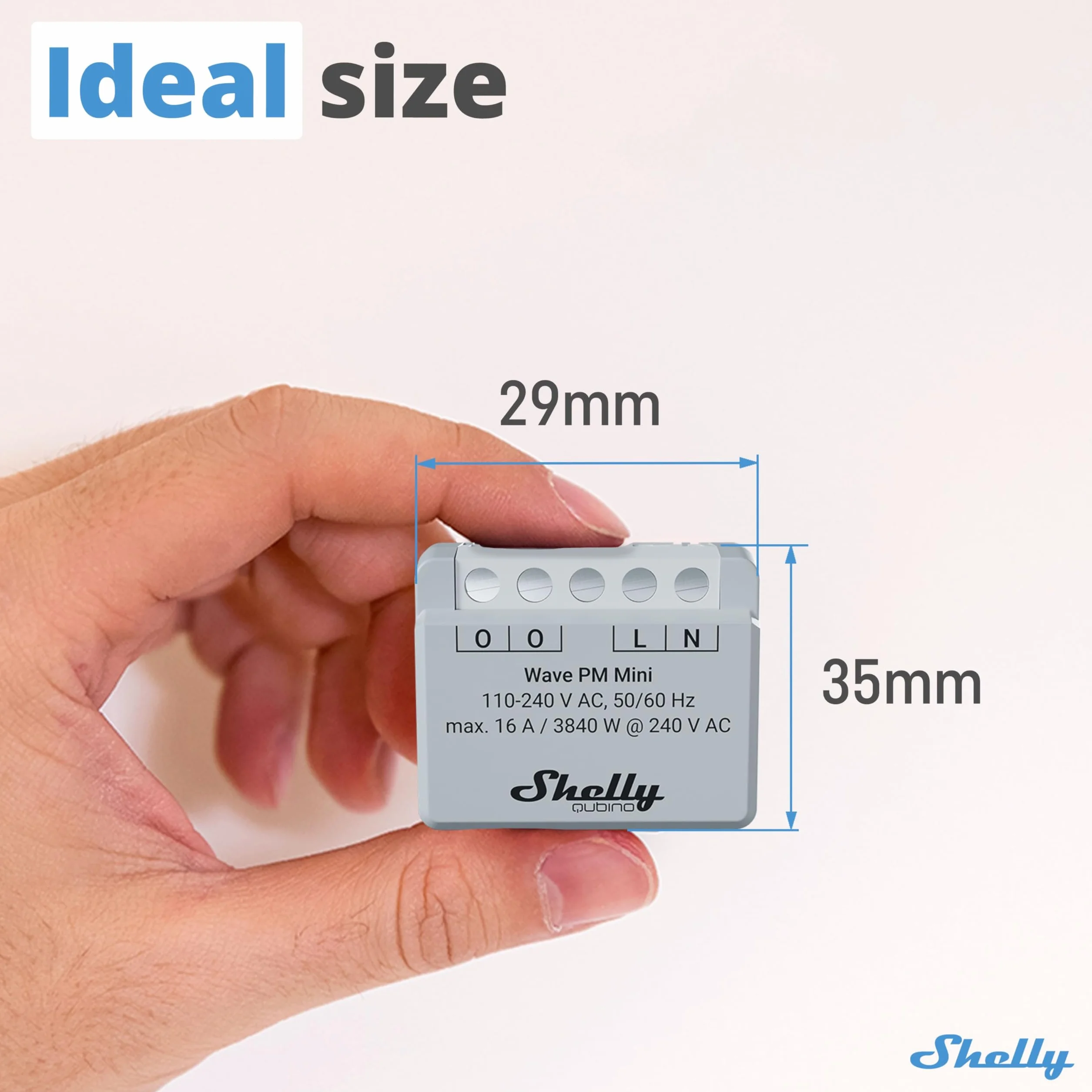 Shelly Wave PM Mini - Compteur d'énergie connecté Z-Wave, 1 canal - 16A 240 V AC, Mesure de consommation à distance par app, Actions URL & Scènes intelligentes, Passerelle Z-Wave requise