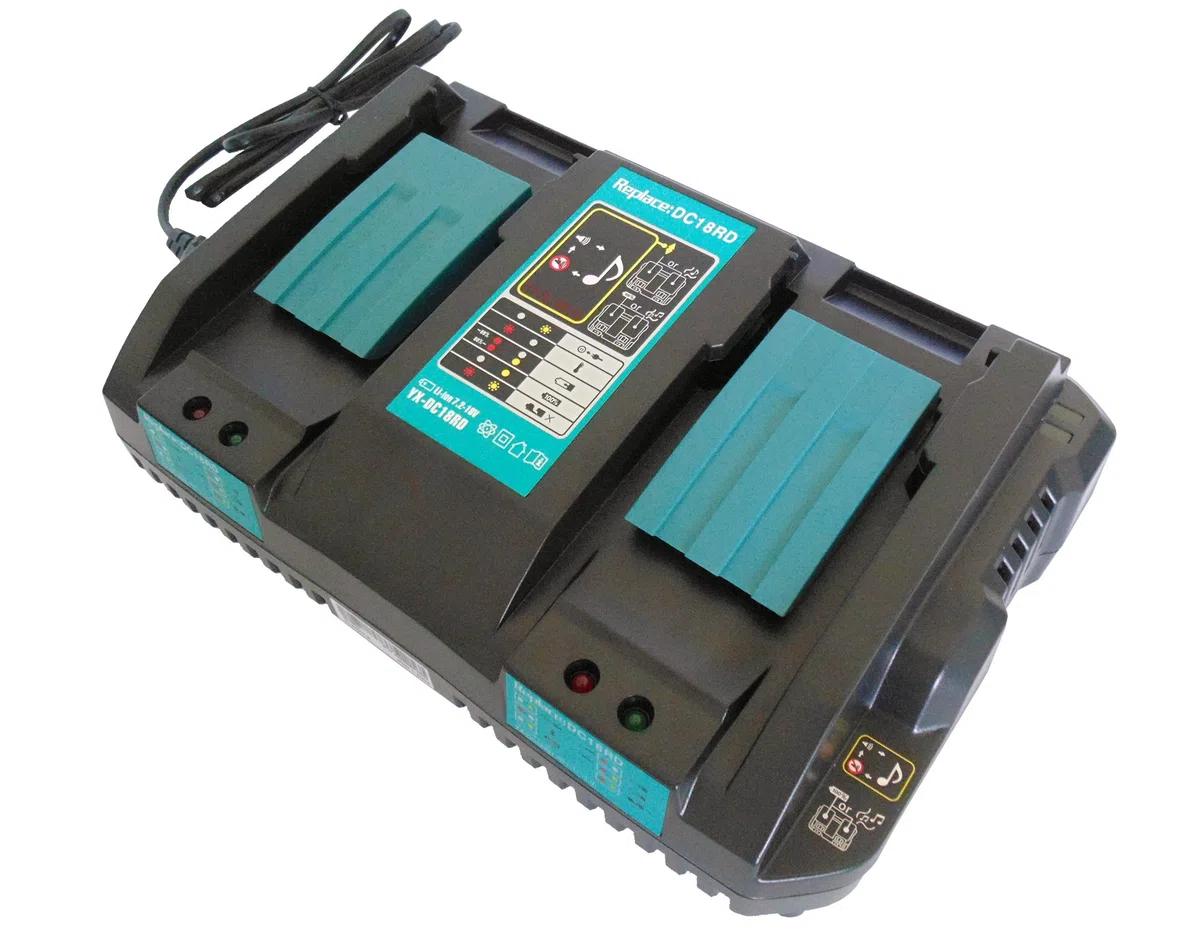 Remplacer Chargeur Rapide Double pour 2 Batteries pour Makita DC18RD 14.4 V - 18 V DC18RA DC18RC pour Makita Batteries 14,4 V-18 V BL1830 BL1430 BL1815 BL1415 BL1840 BL1850 BL1440 BL1450