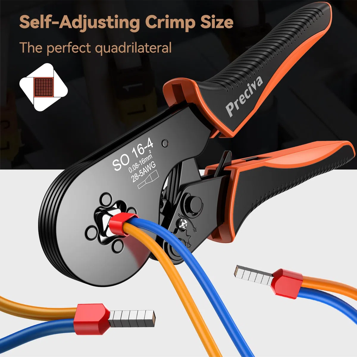 Preciva 0.08-16mm² Pince à Sertir avec 1200pcs Cosses Electriques (300 Bornes à Double Fil), AWG28-5 Pince a Sertir Outil de Sertissage de Ferrule Outils de Sertissage Pince à Cliquet