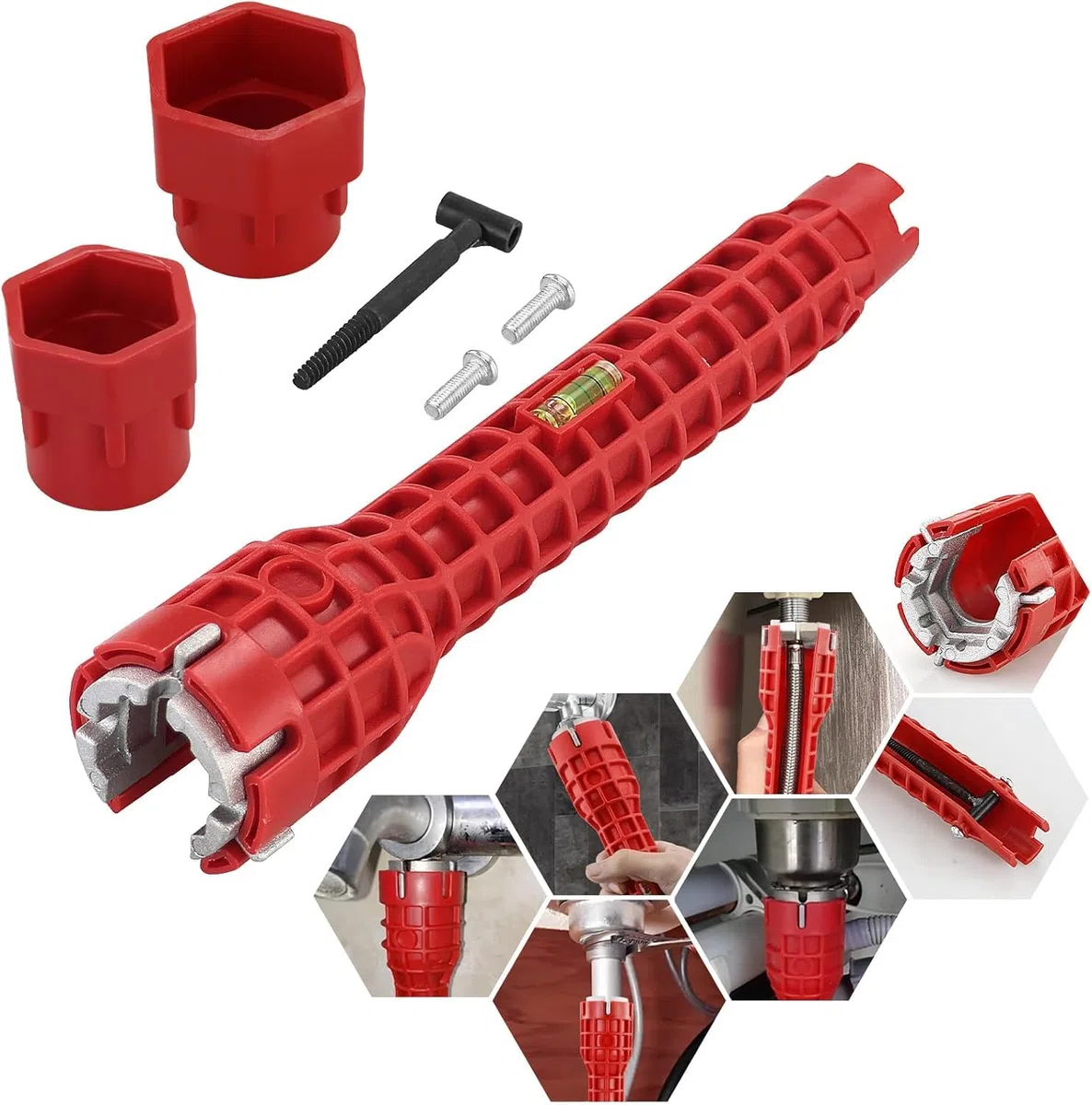 Clé de robinet 8 en 1, clé robinet salle bain 8 en 1, Clé outillage plomberie, 34 mm, 40 mm, Outil multifonction pour installation de robinet - Pour lavabo, salle de bain, cuisine