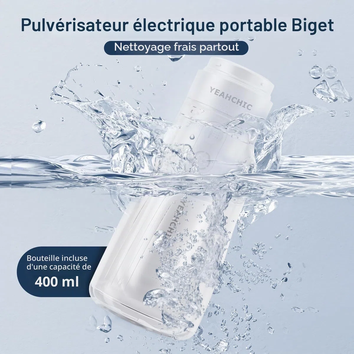 Bidet portable pour voyage – USB-C rechargeable, 3 modes, 400 ml, pulvérisateur étanche + 2 buses – Bidet portable pour bébé, bidet pour homme, bidet de voyage pour femme