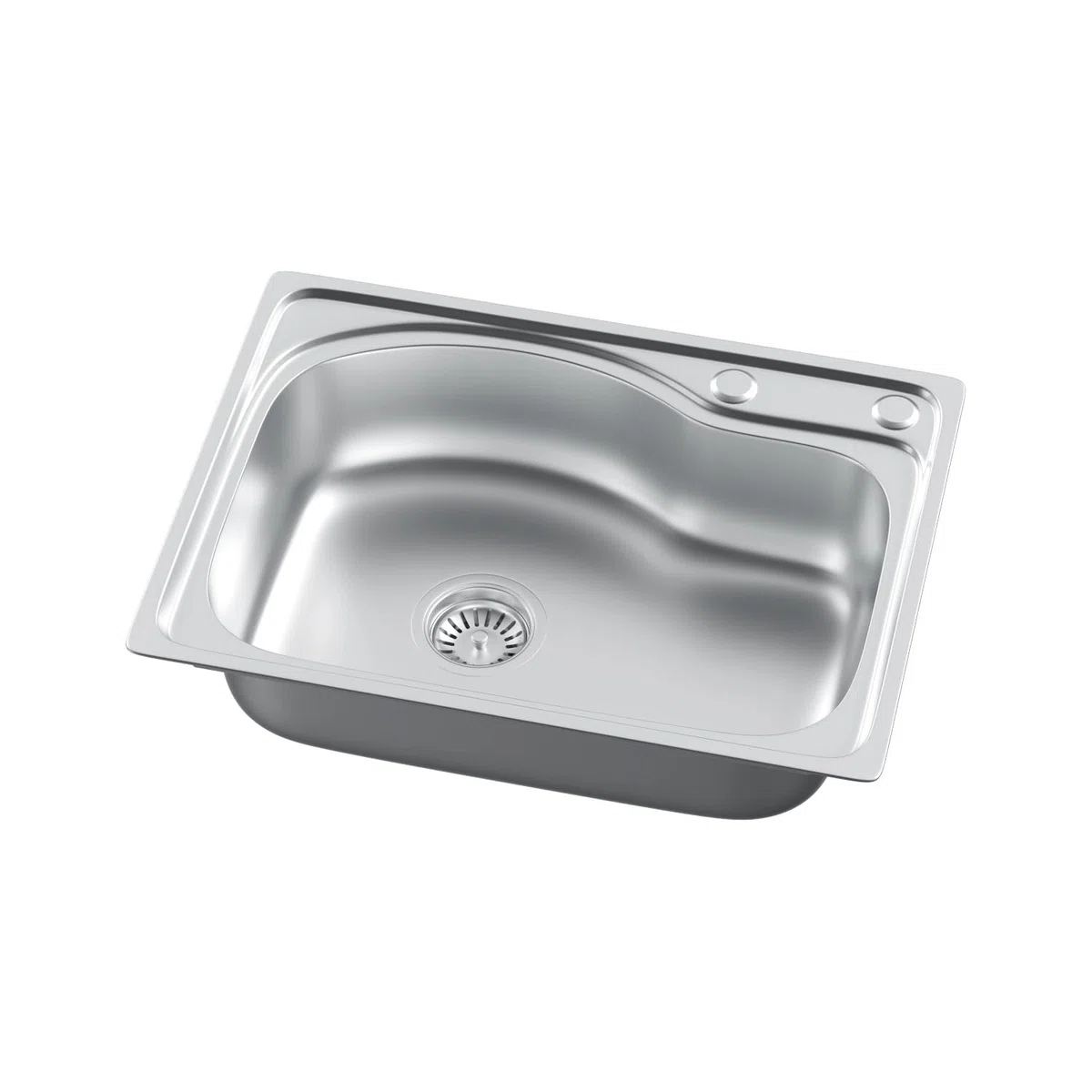 Évier de cuisine double en acier inoxydable - 1 bac et siphon (43 * 58cm)
