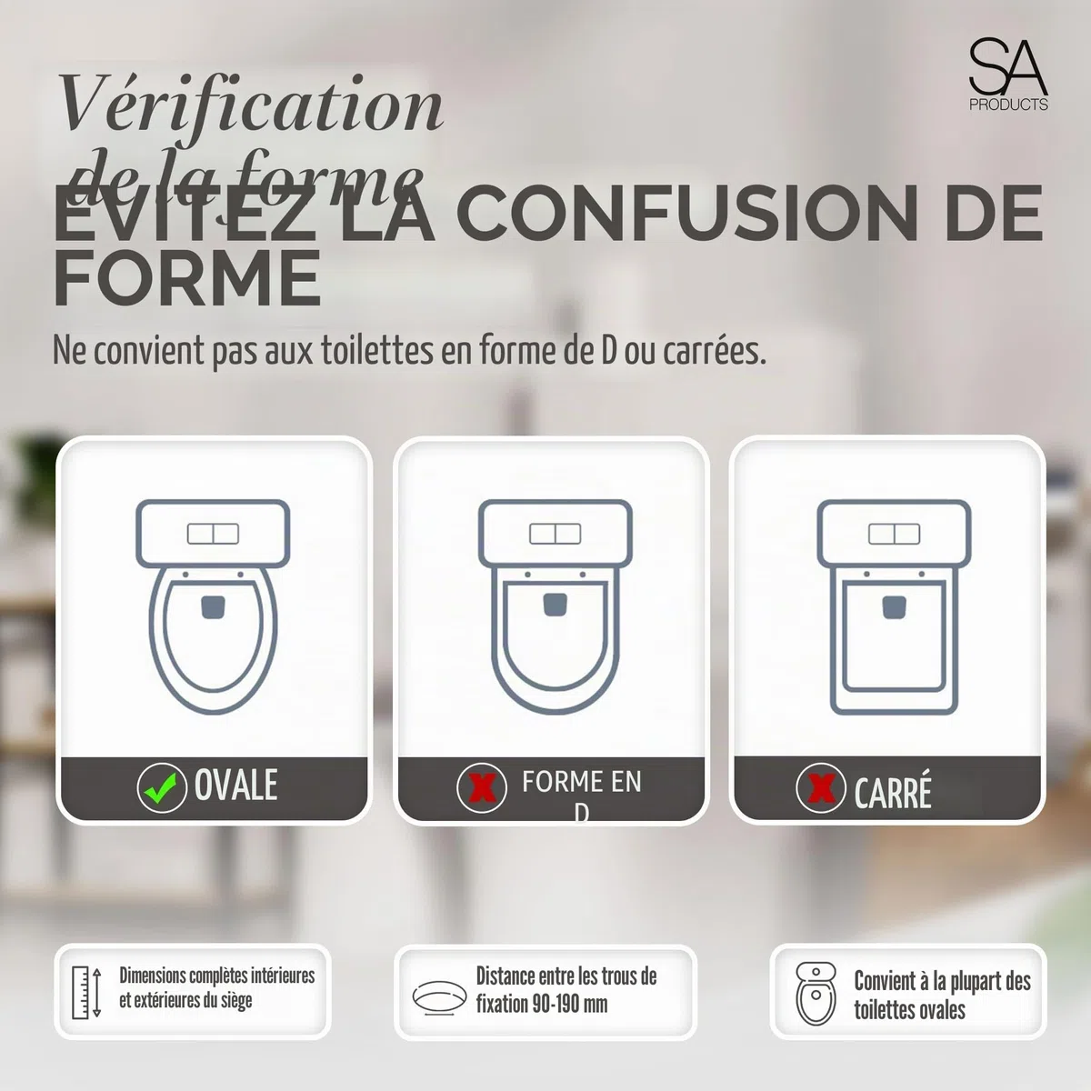 SA Products Lunette WC Clipsable Blanche avec Fermeture Douce | Abattant WC Universel à Déclipsage Rapide | Lunette de Toilette Ovale Thermodur Résistante, Cuvette Toilette Clipsable Facile à Nettoyer