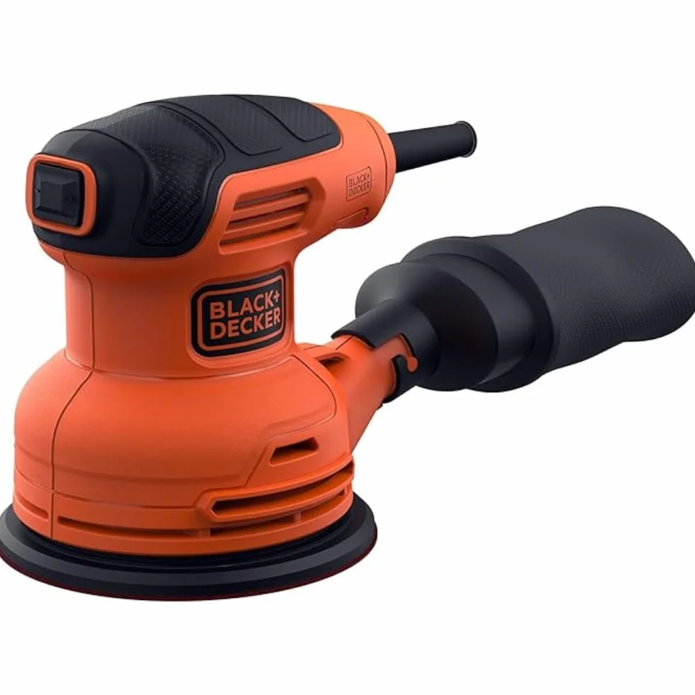 BLACK+DECKER Ponceuse excentrique filaire - 230W - 125mm - 1 abrasif - Livrée avec un sac de collection des poussières, BEW210-QS