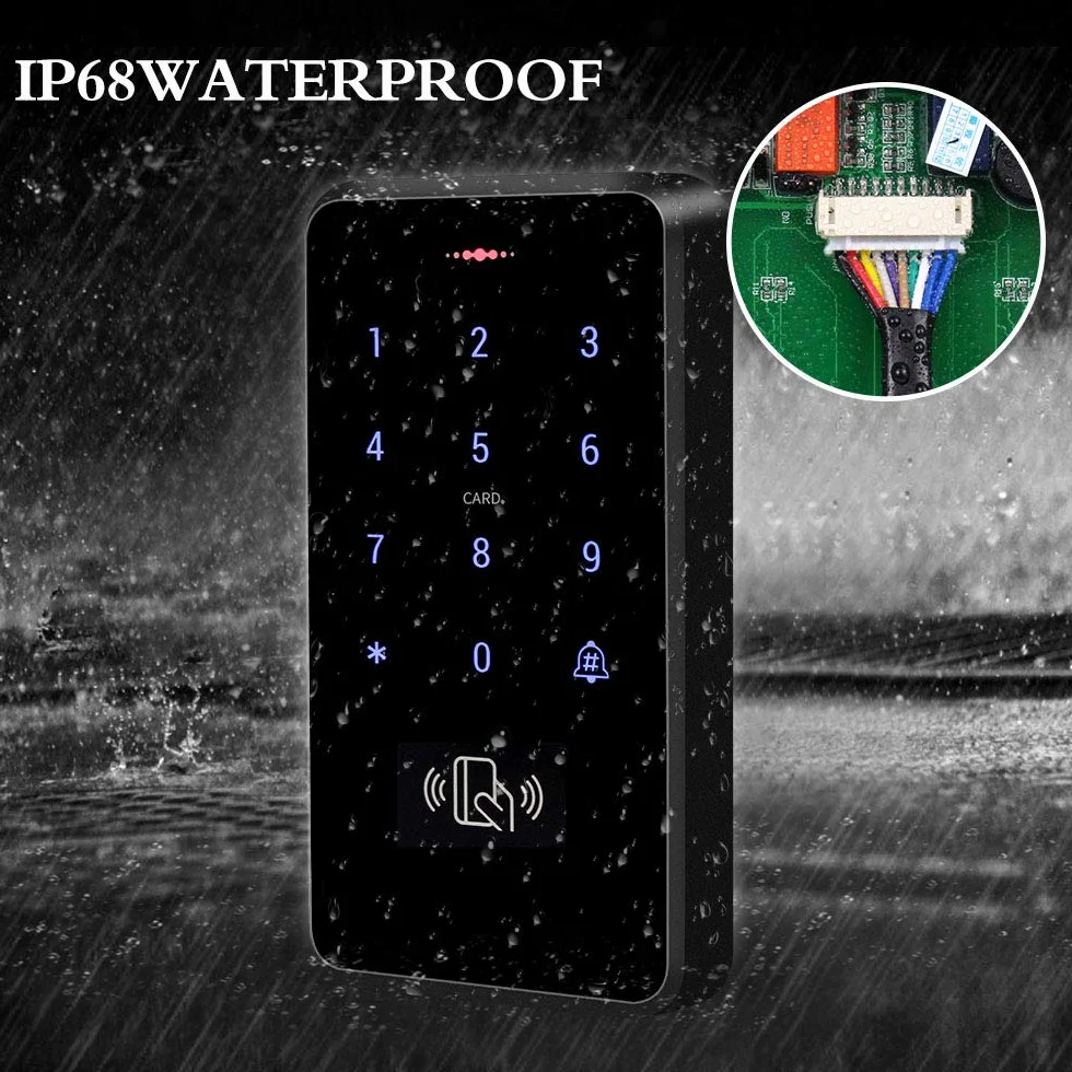FST IP68 étanche Contrôle d'accès Clavier Extérieur RFID Clavier Contrôleur d'accès WG26 / 34 écran Tactile + 10 pcs Porte-clés pour Système de Contrôle d'accès de Porte